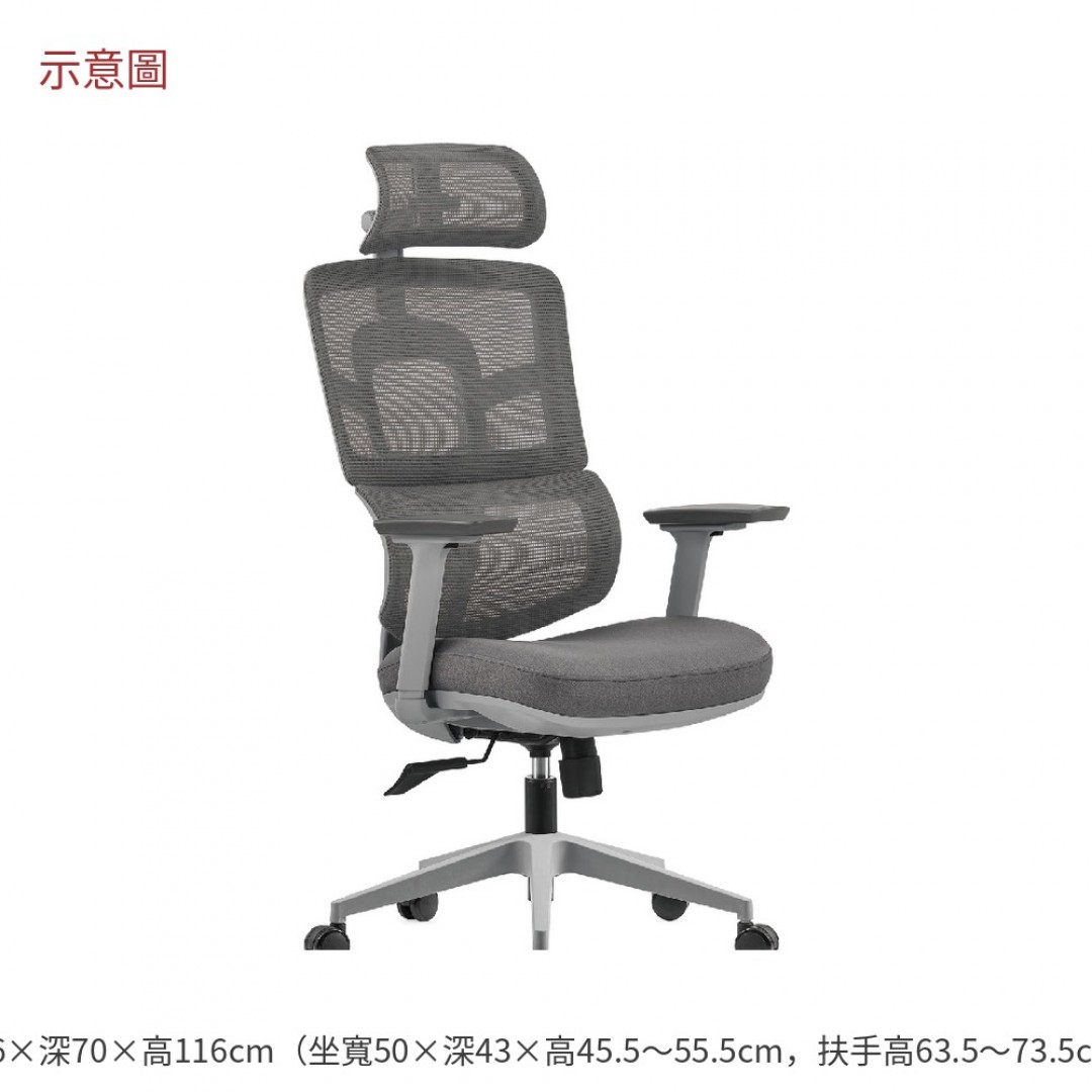 2026 斯丹人體工學網椅灰色布維