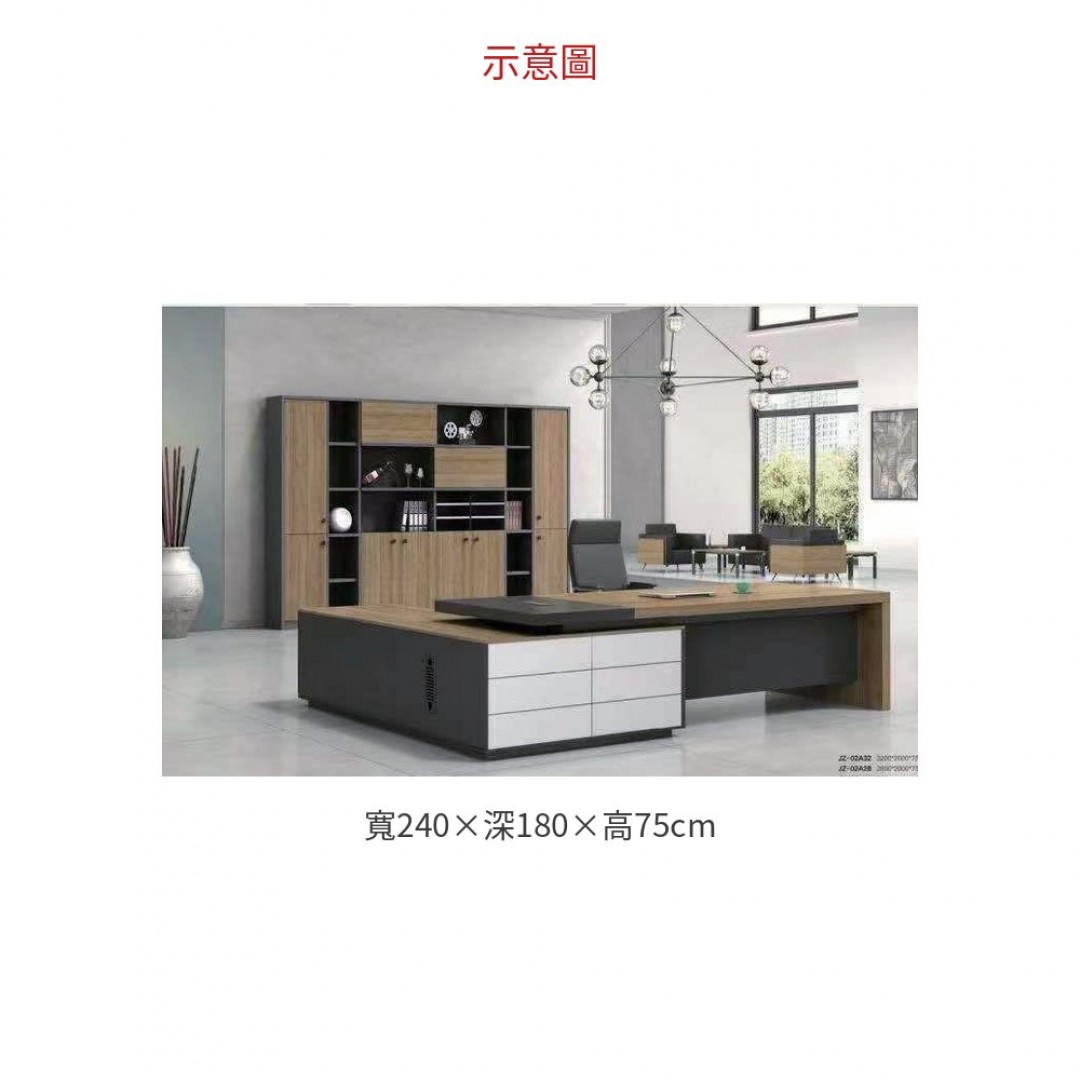 2026 02A24 主管桌 L 型 ( 含側桌) ( 原木色)