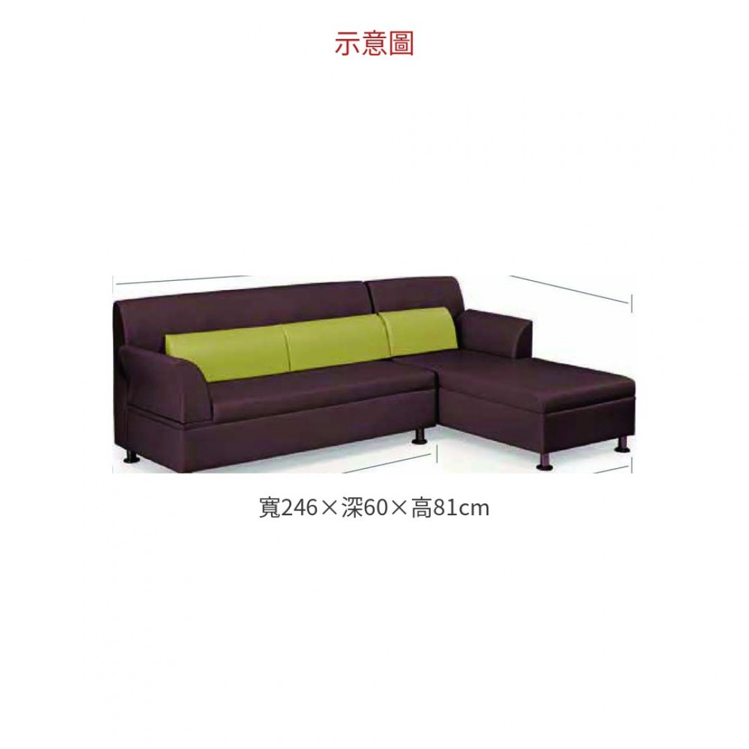 2026 名仕 L 型透氣皮沙發 咖啡（坐左）