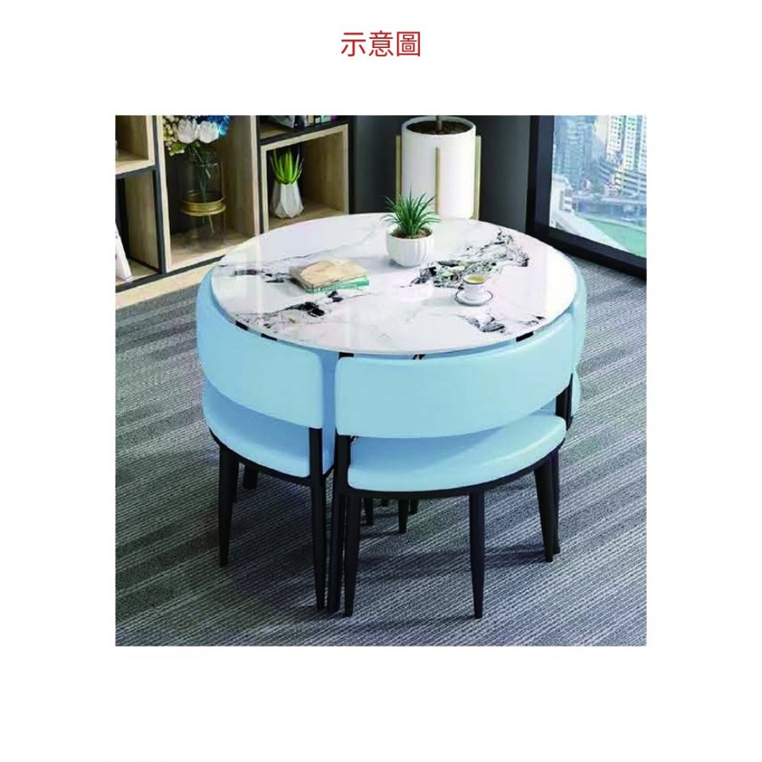2026 80 圓洽談桌組-藍皮 （一桌四椅）