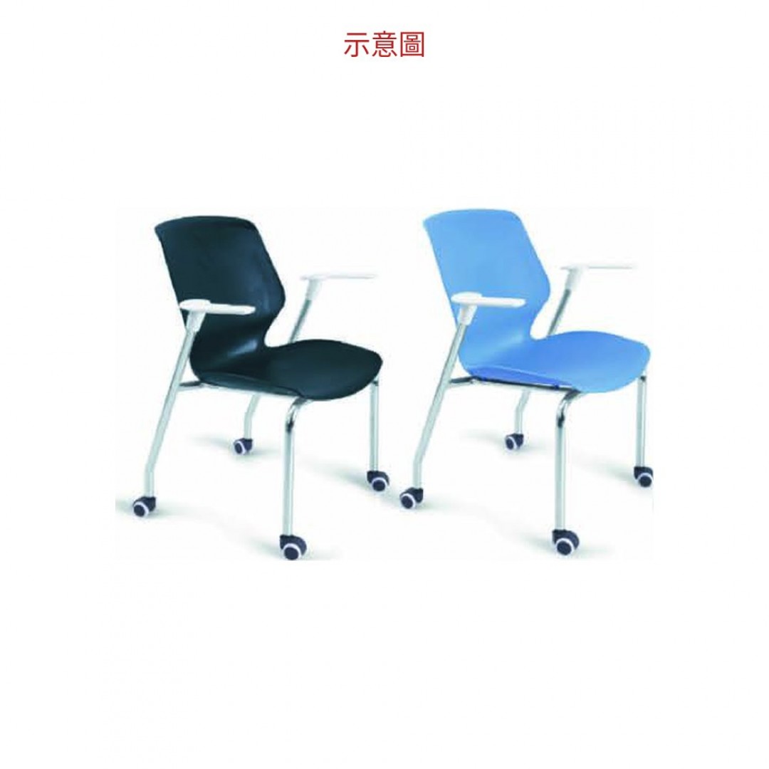 2026 B359 洽談椅-黑 電鍍 /PP 黑座背 / 有輪