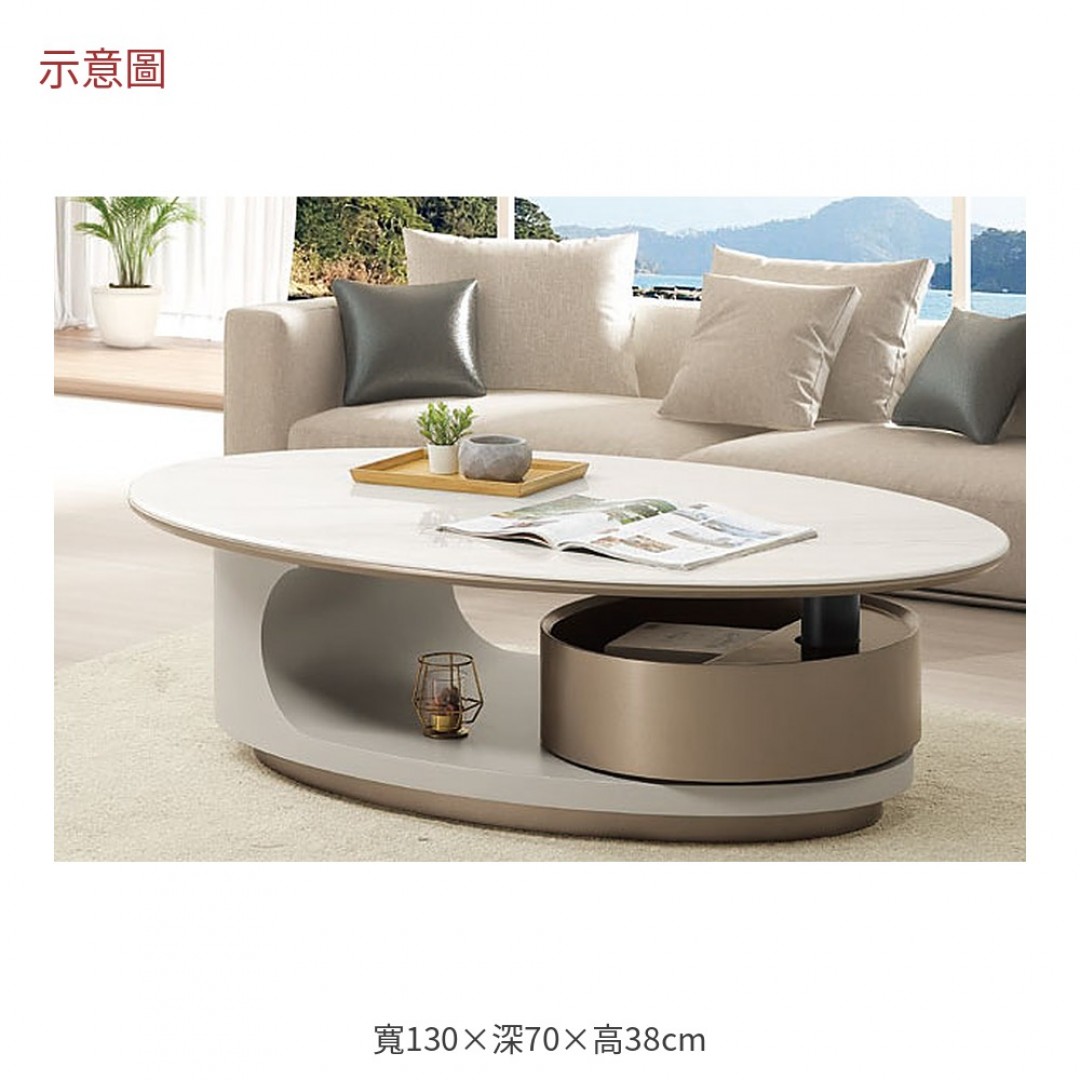 2026 爾駝色石紋玻璃大茶几菲