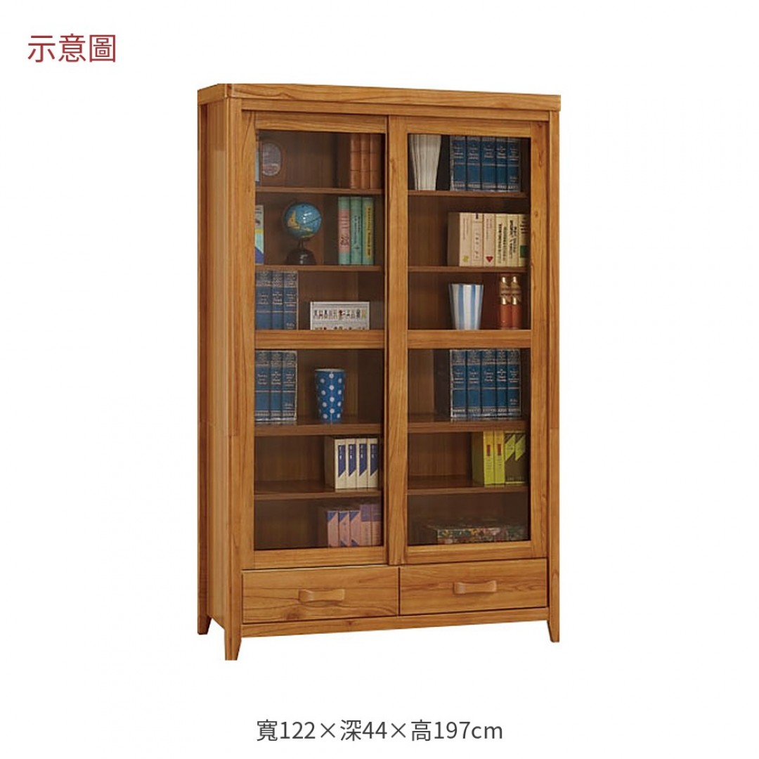 2026 麗絲柚木色大推門下抽書櫃愛