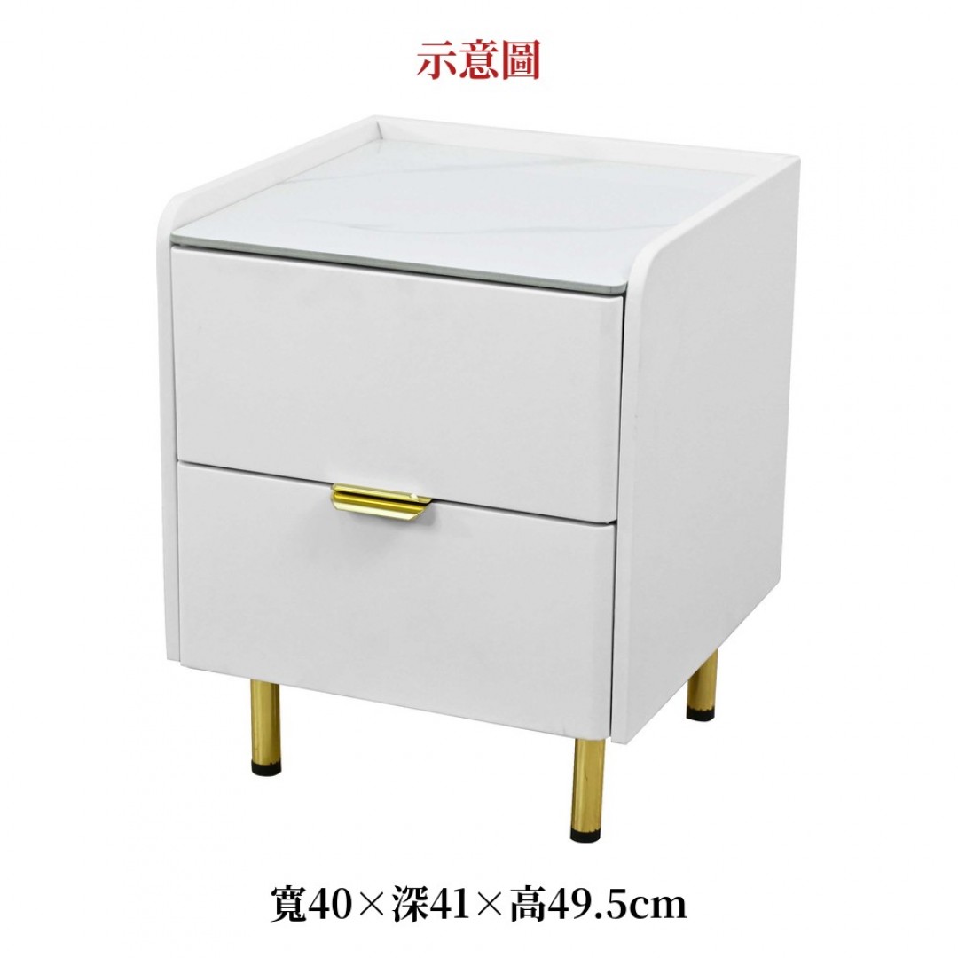 2026 宇立白色岩板床頭櫃